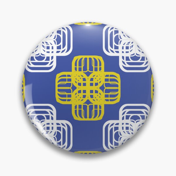 Item preview, Abstract Geometric Seamless Pattern with Interlocking Rounded Floral Shapes in Blue, White and Yellow designed and sold by ChaReePat.