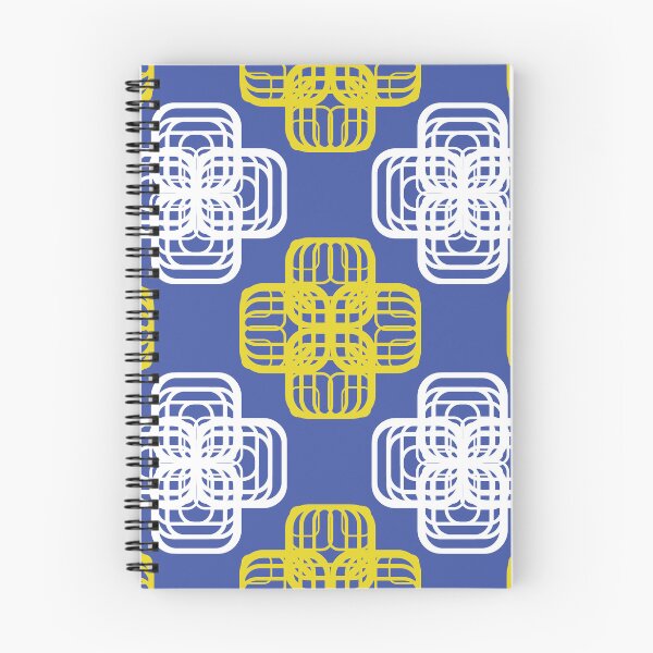 Item preview, Abstract Geometric Seamless Pattern with Interlocking Rounded Floral Shapes in Blue, White and Yellow designed and sold by ChaReePat.