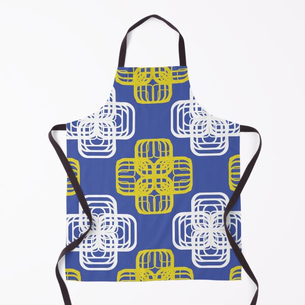 Item preview, Abstract Geometric Seamless Pattern with Interlocking Rounded Floral Shapes in Blue, White and Yellow designed and sold by ChaReePat.