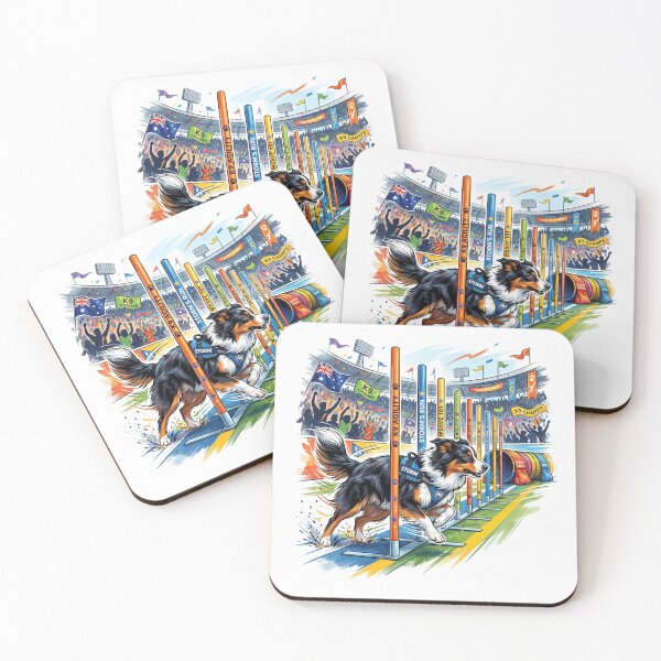 Item preview, Team Spirit: Australian Shepherd in Agility Competition designed and sold by PictoVibe.