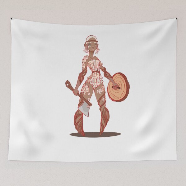 Item preview, Fantasy mushroom warrior holding shield and club in earthy tones. designed and sold by LunessaAya.