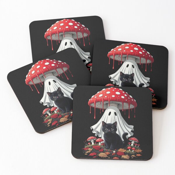 Item preview, Black Cat Ghost Mushroom Vintage Spooky Cute Halloween designed and sold by CF_VintageDesign.