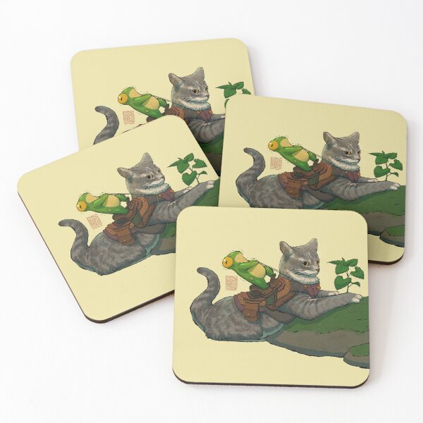 Item preview, Stubborn Cat and Frog Cute Expression Reaction Animal Asian Art Illustration designed and sold by DingHuArt.