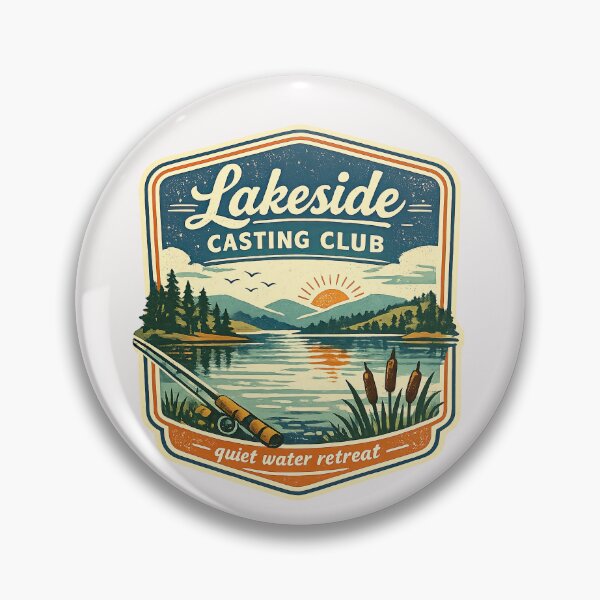 Item preview, Lakeside Casting Club Retro Fishing Lake Adventure Design designed and sold by inkoutninja.
