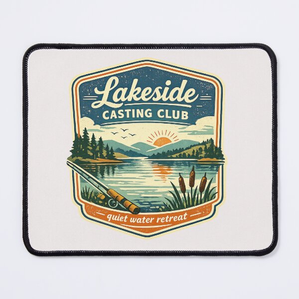 Item preview, Lakeside Casting Club Retro Fishing Lake Adventure Design designed and sold by inkoutninja.