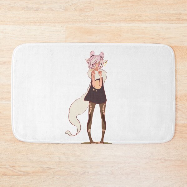 Item preview, Shy cat demon girl with fluffy tail and cute pose. designed and sold by LunessaAya.