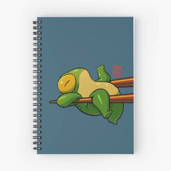 Item preview, cute pudgy frog held by chopsticks asian artwork designed and sold by DingHuArt.