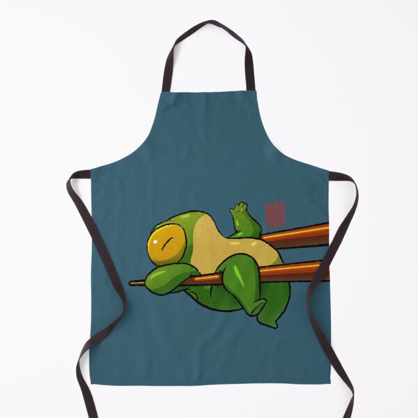 Item preview, cute pudgy frog held by chopsticks asian artwork designed and sold by DingHuArt.