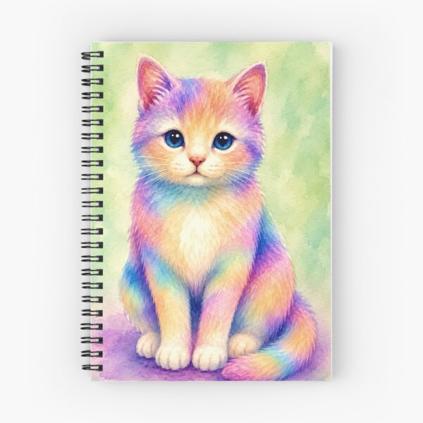 Item preview, Whimsical Pastel Rainbow Watercolor Kitten designed and sold by Myra365Art.