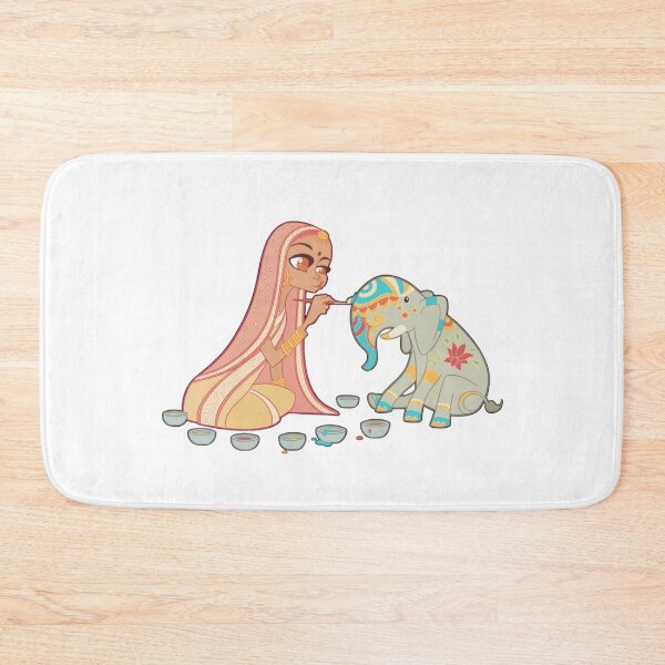 Item preview, Young girl painting decorative patterns on a small elephant designed and sold by LunessaAya.