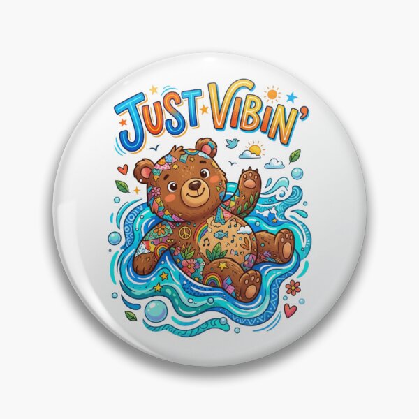 Item preview, Just Vibin’ Bear Collage – Relaxed Cartoon Tee designed and sold by Artify24.