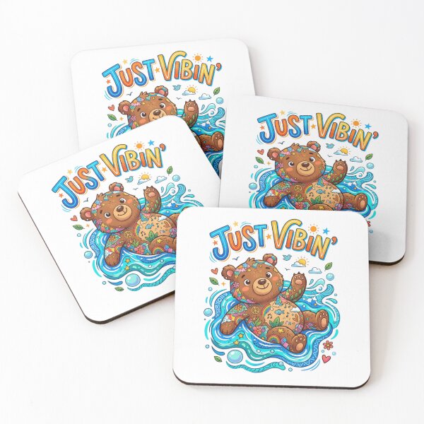 Item preview, Just Vibin’ Bear Collage – Relaxed Cartoon Tee designed and sold by Artify24.