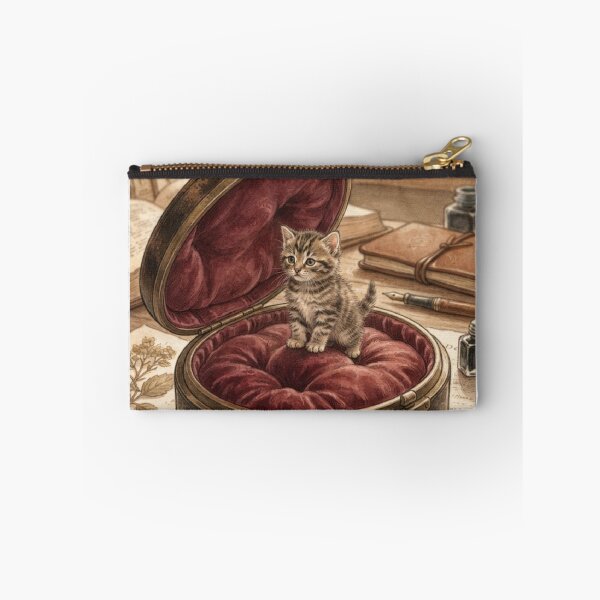 Item preview, Tiny Kitten on a Giant Vintage Eyeglasses Case Miniature Illustration designed and sold by DuckOddity.