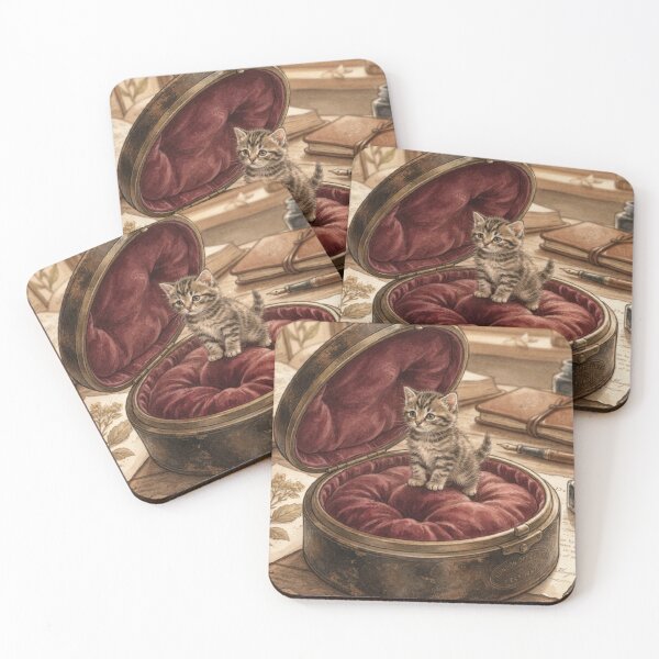 Item preview, Tiny Kitten on a Giant Vintage Eyeglasses Case Miniature Illustration designed and sold by DuckOddity.
