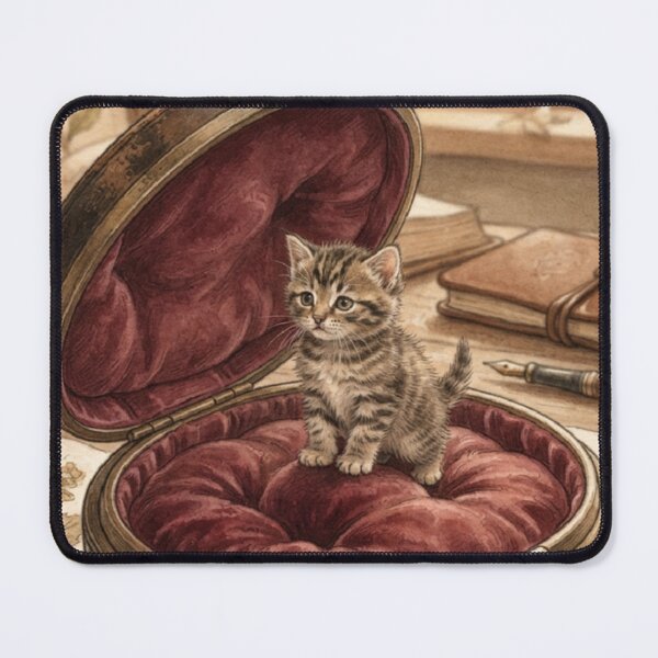 Item preview, Tiny Kitten on a Giant Vintage Eyeglasses Case Miniature Illustration designed and sold by DuckOddity.