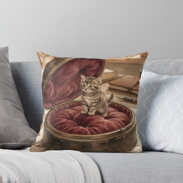 Item preview, Tiny Kitten on a Giant Vintage Eyeglasses Case Miniature Illustration designed and sold by DuckOddity.