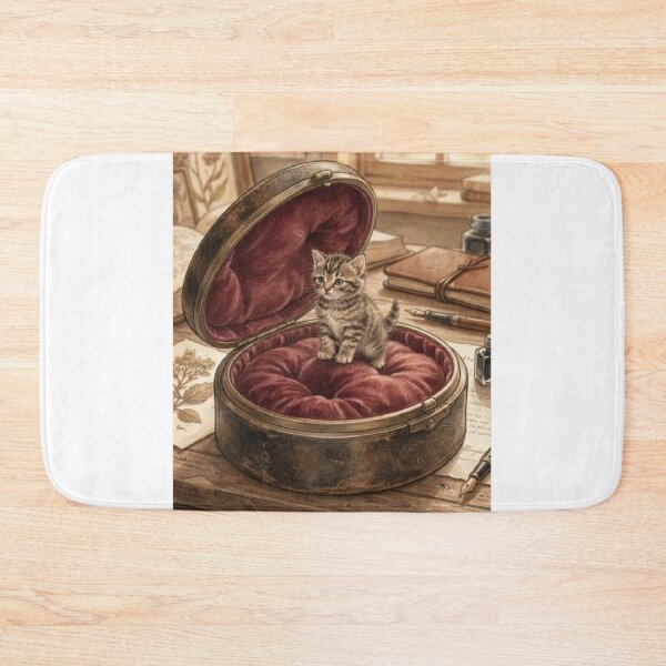 Item preview, Tiny Kitten on a Giant Vintage Eyeglasses Case Miniature Illustration designed and sold by DuckOddity.