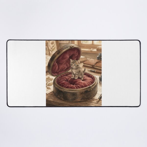 Item preview, Tiny Kitten on a Giant Vintage Eyeglasses Case Miniature Illustration designed and sold by DuckOddity.