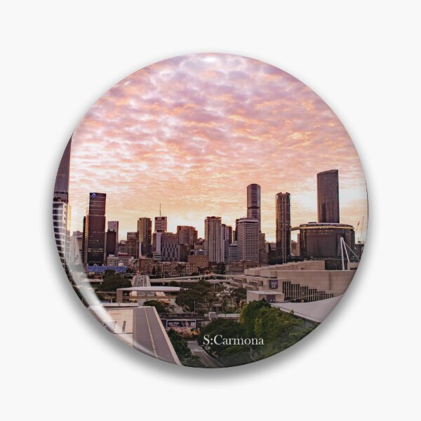 Item preview, Brisbane City Skyline Golden Sunset Cityscape Art designed and sold by AuraInkSC.