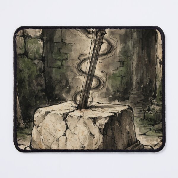 Item preview, The Sealed Blade of the Forgotten Vault Sumi-e Ink Wash designed and sold by DuckOddity.
