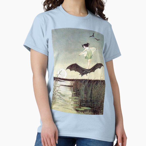 Vista previa del artículo con la obra «Chica de hadas montando un murciélago - Ida Rentoul Outhwaite», diseñado y vendido por forgottenbeauty.
