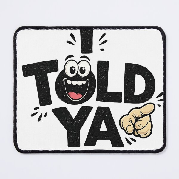 Item preview, I Told Ya Funny Cartoon Pointing Finger Retro Typography Design designed and sold by CreativeNest Prints.