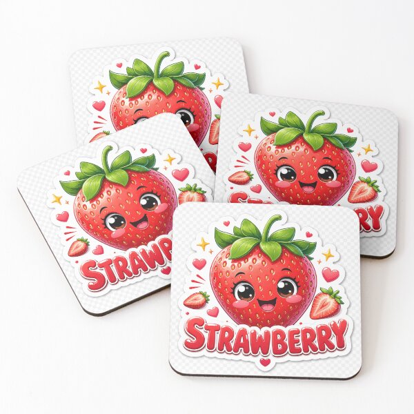 Aperçu de l'œuvre Fraise Kawaii Mignonne Souriante Fruit Sucré Baie Dessin animé créée et vendue par MR4me.