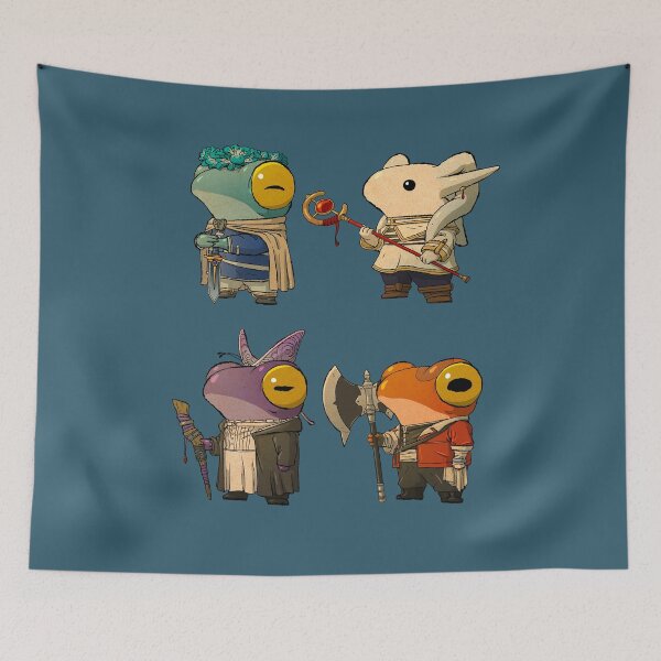 Item preview, Adventure Frog Frieren Himmel Fern Stark Amphibian Asian Art Illustration designed and sold by DingHuArt.