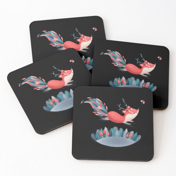 Item preview, Cute Flying Fox with Ladybug Watercolor Art designed and sold by Forestelena.