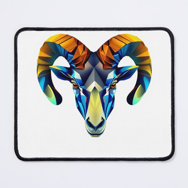 Artikelvorschau, Ram Geometric Low Poly - Modern Graphic Art Sticke entworfen und verkauft von QuirkThreadsCo.