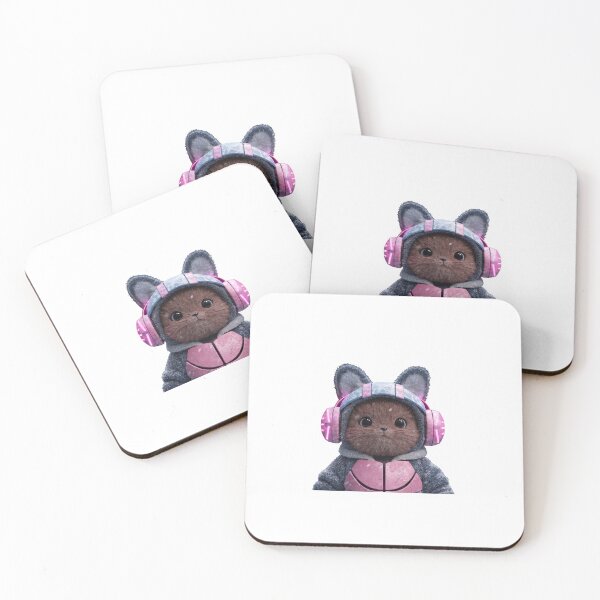 Item preview, Cute Cyberpunk Cat Gamer with Pink Headphones Graphic designed and sold by artworkheart.