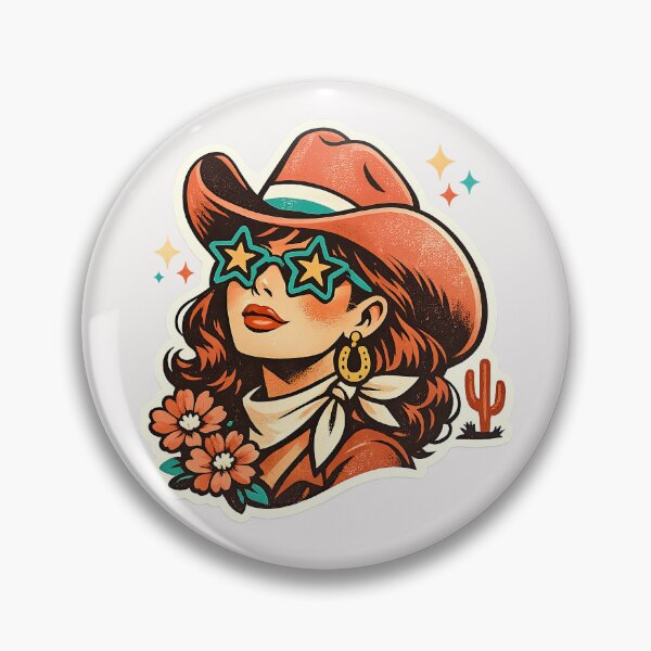Item preview, Retro Western Cowgirl with Star Sunglasses and Cowboy Hat designed and sold by inkoutninja.
