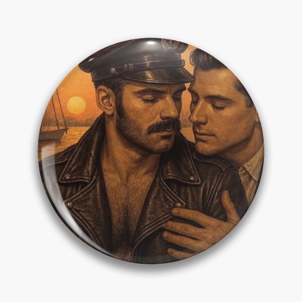 Item preview, Vintage 1940s Gay Leather Love At Sunset Hudson Pier Tom of Finland Tribute NYC Pride Graphic Design designed and sold by ItsAKinkThing.