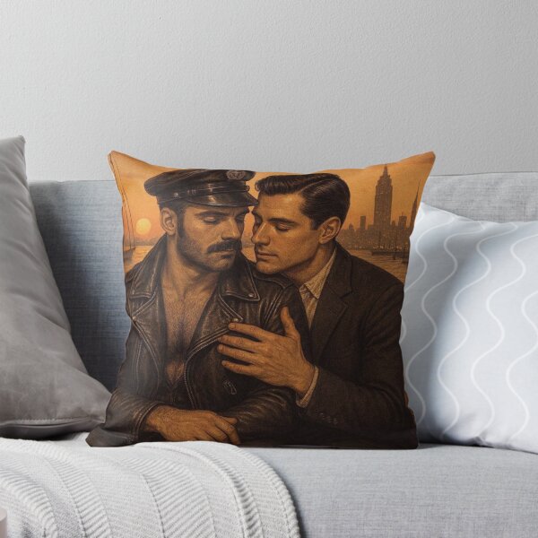 Item preview, Vintage 1940s Gay Leather Love At Sunset Hudson Pier Tom of Finland Tribute NYC Pride Graphic Design designed and sold by ItsAKinkThing.