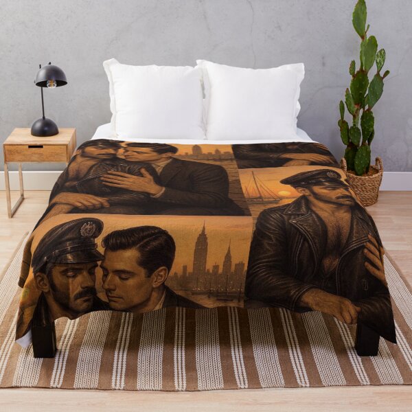 Item preview, Vintage 1940s Gay Leather Love At Sunset Hudson Pier Tom of Finland Tribute NYC Pride Graphic Design designed and sold by ItsAKinkThing.