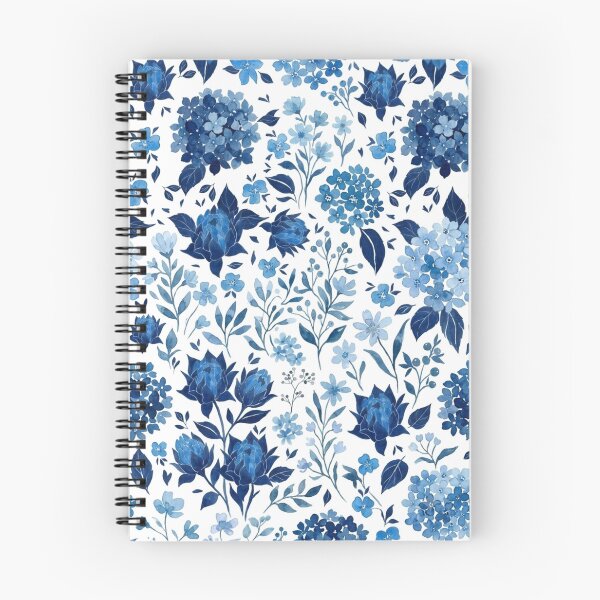 Item preview, Elegant Indigo and Cobalt Blue Watercolor Floral Pattern designed and sold by DreamyBrushArt.
