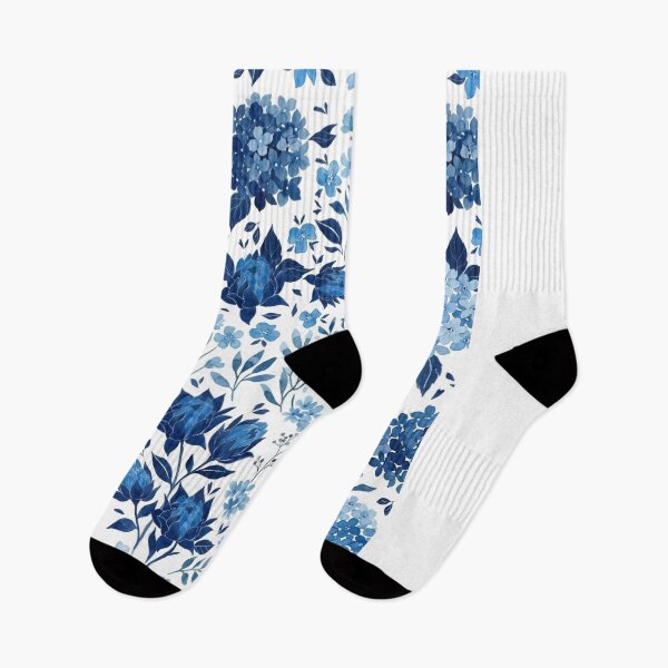 Item preview, Elegant Indigo and Cobalt Blue Watercolor Floral Pattern designed and sold by DreamyBrushArt.