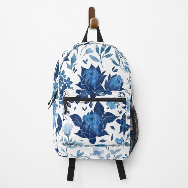 Item preview, Elegant Indigo and Cobalt Blue Watercolor Floral Pattern designed and sold by DreamyBrushArt.