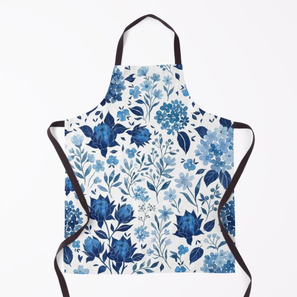 Item preview, Elegant Indigo and Cobalt Blue Watercolor Floral Pattern designed and sold by DreamyBrushArt.