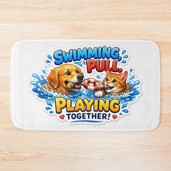 Item preview, Dog & Cat Swimming Together designed and sold by MR4me.