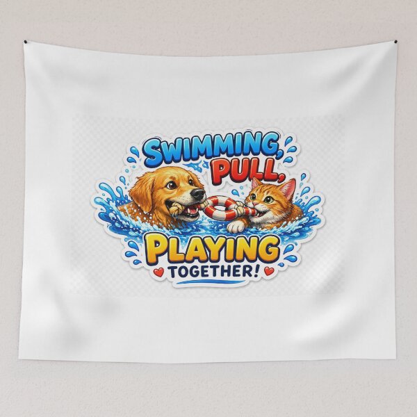 Item preview, Dog & Cat Swimming Together designed and sold by MR4me.