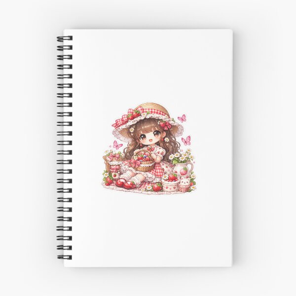 Item preview, Cute Strawberry Picnic Doll Kawaii Sticker designed and sold by blossomfun.