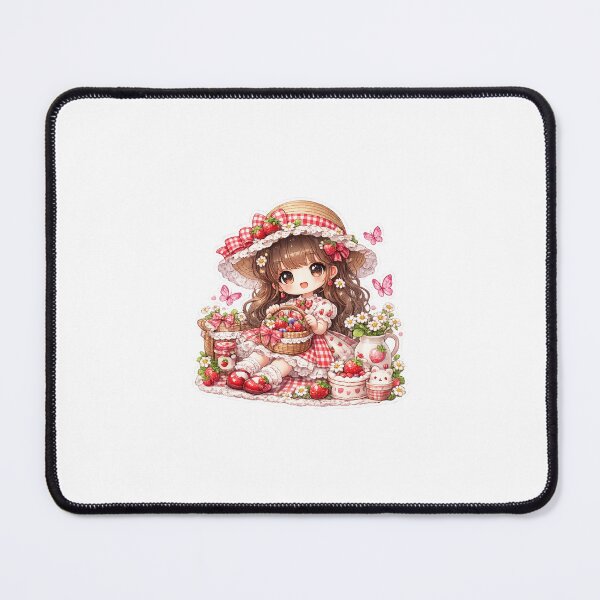 Item preview, Cute Strawberry Picnic Doll Kawaii Sticker designed and sold by blossomfun.