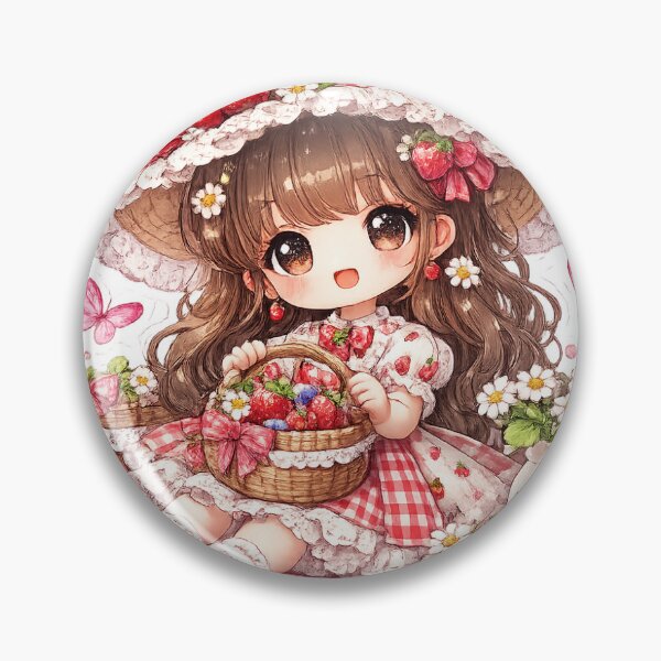 Item preview, Cute Strawberry Picnic Doll Kawaii Sticker designed and sold by blossomfun.