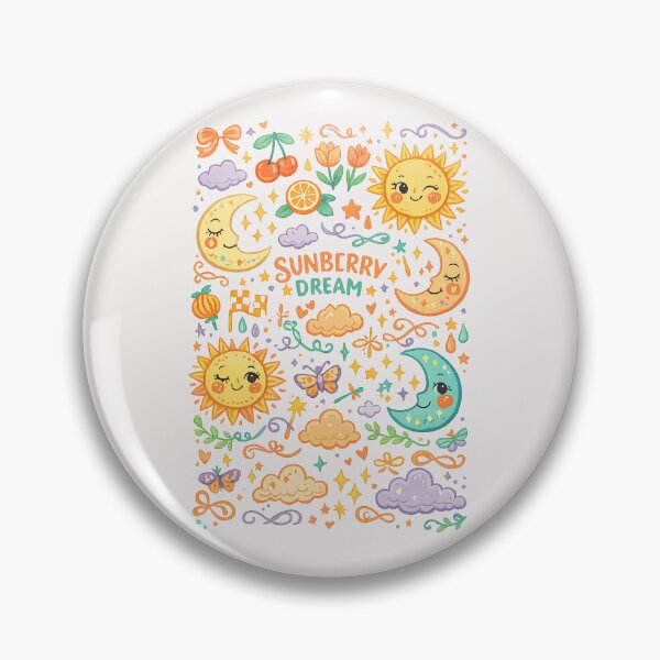 Item preview, Sunberry Dream Cute Celestial Sun Moon and Stars Illustration designed and sold by inkoutninja.
