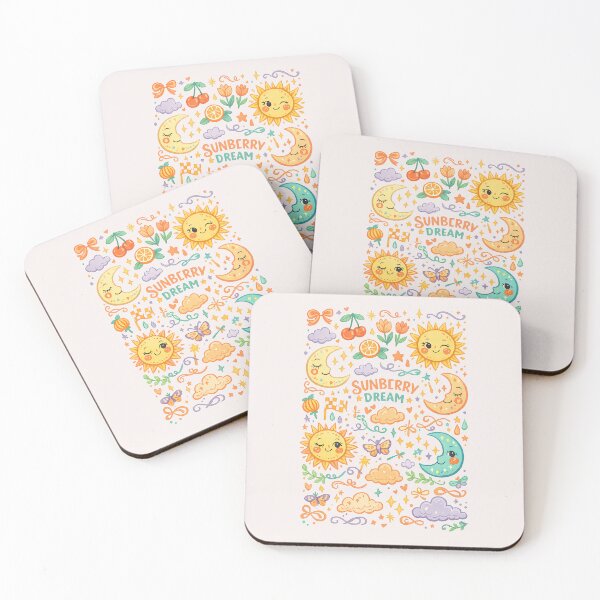 Item preview, Sunberry Dream Cute Celestial Sun Moon and Stars Illustration designed and sold by inkoutninja.