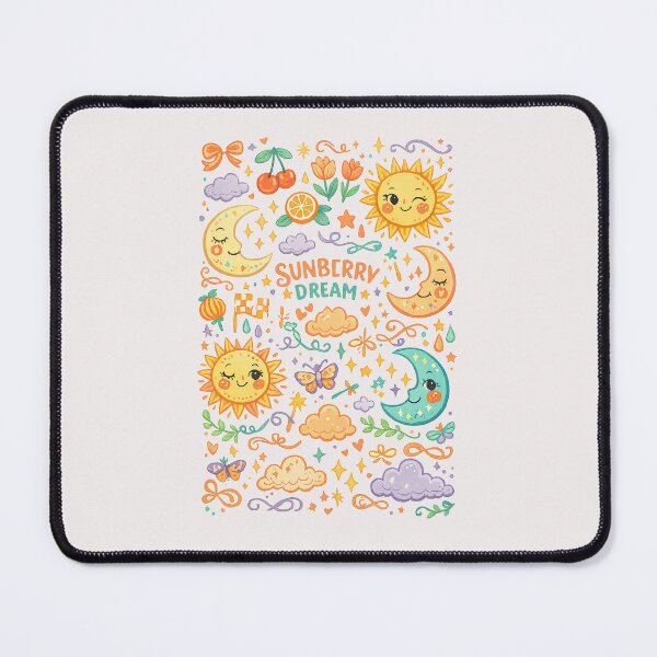 Item preview, Sunberry Dream Cute Celestial Sun Moon and Stars Illustration designed and sold by inkoutninja.