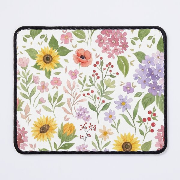 Item preview, Colorful Pastel Wildflowers and Sunflowers Aesthetic Pattern designed and sold by DreamyBrushArt.