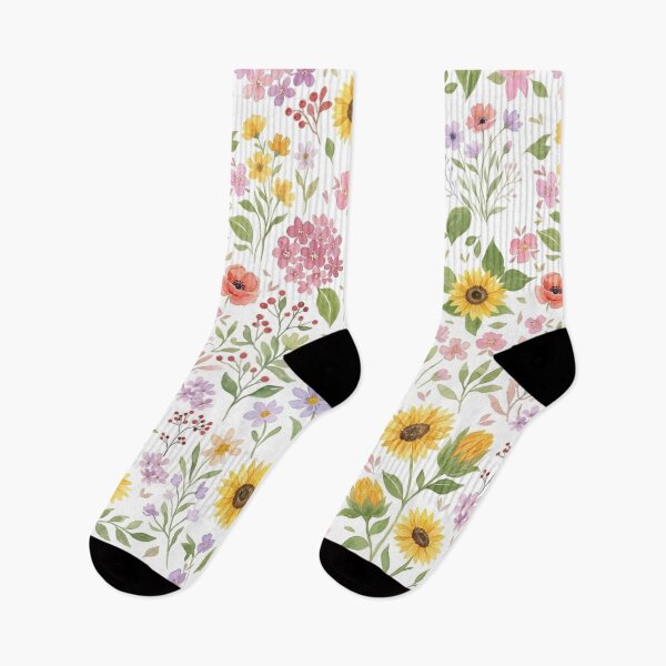 Item preview, Colorful Pastel Wildflowers and Sunflowers Aesthetic Pattern designed and sold by DreamyBrushArt.