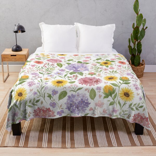 Item preview, Colorful Pastel Wildflowers and Sunflowers Aesthetic Pattern designed and sold by DreamyBrushArt.